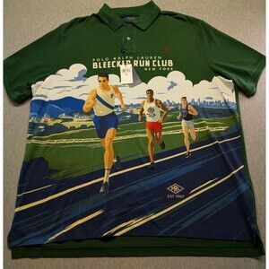 New Polo Ralph Lauren Bleecker Run Club New York Polo Shirt Men XXL Classic Fit